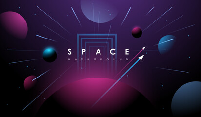 Vector Universe background for presentation design. Brochure template with space elements. © Andrew Derr