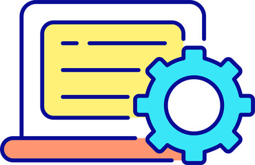 Laptop repair RGB color icon. Portable computer. Troubleshooting. Gadget breakdown and fixing. Isolated vector illustration. Simple filled line drawing