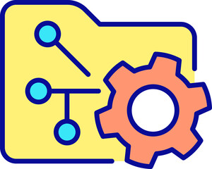 Data settings RGB color icon. Files and media management. Device storage adjustment and setup. Isolated vector illustration. Simple filled line drawing