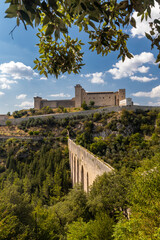 Fototapeta premium Spoleto castle with aqueduct in Umbria, Italy