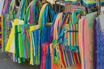 colorful bags for sale at the market