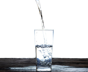 The image of pouring drinking water, into a glass,