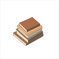 Stacks of books for reading, pile of textbooks for education, dictionaries, encyclopedias. Colored flat vector illustration hand drawn style.