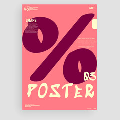 Creative fashionable poster design. Symbol %. Symbols. Template poster, banner, magazine mockup.