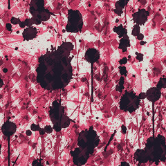 A seamless pattern with monochrome red paint splatters on a light background.