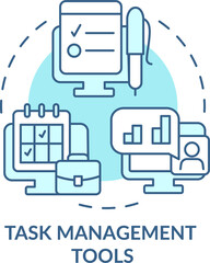 Task management tools turquoise concept icon. Creating to-do lists abstract idea thin line illustration. Isolated outline drawing