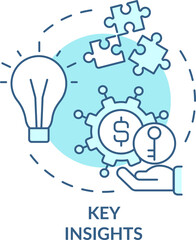 Key insights turquoise concept icon. Identifying cost savings abstract idea thin line illustration. Analyzing data. Isolated outline drawing