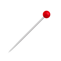 Red pin icon. Attach button on needle, pinned office thumbtack and paper push pin. Vector illustration