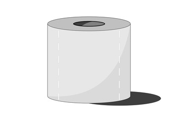 Clean rolled paper illustration template. Simple minimalist icon. Isolated on a white background. Toilet paper, thermal pepper roll.