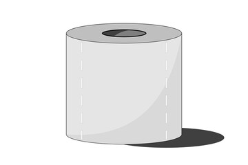 Clean rolled paper illustration template. Simple minimalist icon. Isolated on a white background. Toilet wc paper, thermal pepper roll. Vector.