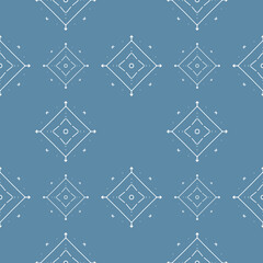 Minimal traditional style modern ,Blue free hand white line pattern minimal style ,for printing fabric wallpaper graphic 