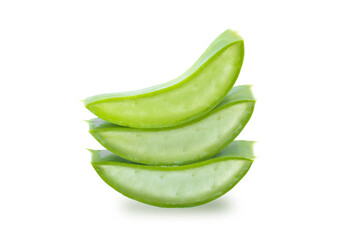 Pile of Fresh aloe vera slice, Isolated on white background, Clipping path included