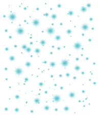 Light blue glowing stars, lens flare. Spotlight, lightning effect. Isolated png illustration, transparent background. Asset for overlay, texture, pattern, montage, collage or screen filter.