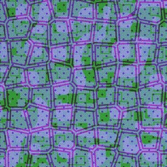 Pattern made of grain like mosaic tiles and circular shapes, with cloth texture, weaving threads of fabric, carpet, 3D rendering