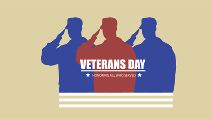 Veterans Day, November 11. Honoring all who served, posters, modern design vector illustration for banners, posters, postcards.