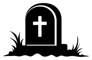 Obraz premium Grave flat illustration. Halloween sticker. Gravestone illustration