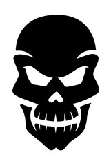Fototapeta premium Catoon skull silhouette. Halloween sticker. Cartoon illustration