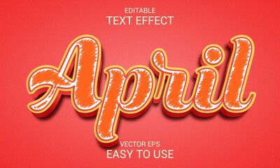 April editable 3d text effect template