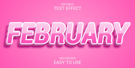 February editable 3d text effect template