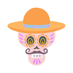 Day of the dead, man. Vector Illustration for printing, backgrounds, covers and packaging. Image can be used for greeting cards, posters, stickers and textile. Isolated on white background.
