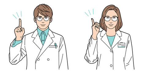 人物イラスト 薬剤師 男女 正面