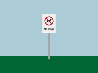 Sign prohibiting dogs on the grass