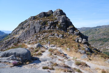 hiking in rocky mountain landscape