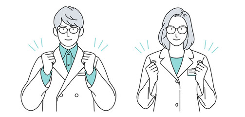 人物イラスト 薬剤師 男女 正面