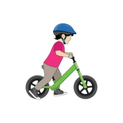 Foto op Plexiglas Little boy riding a balance bike vector graphics © Lissetia