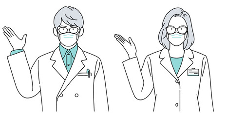 人物イラスト 薬剤師 男女 正面