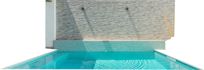 Swimming pool with turquoise water and stone wall