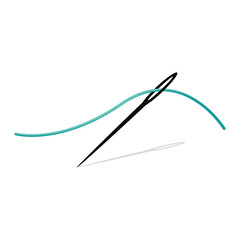 Hand sewing needle vector graphics