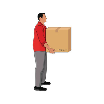 recommend clip art: workers lifting cardboard vector graphics