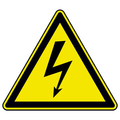 high voltage danger sign, symbol isolated, triangle warning icon illustration.