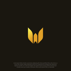 Unique modern geometric creative elegant letter W with simple wings concept logo vector template.