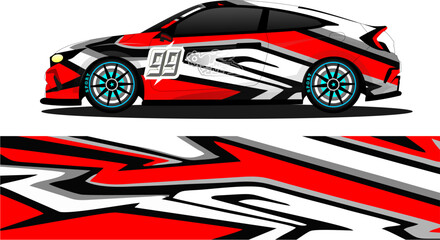 Obraz premium Car wrap design vector, truck and cargo van decal. Graphic abstract stripe racing background designs for vehicle, rally, race, adventure and car racing livery