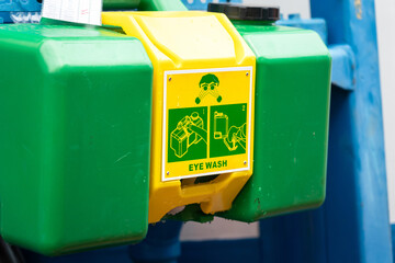 "Eye washing" station, an emergency equipment which is prepared at chemical working location or oil drilling rig site. Use to treatment in case of chemical spill into people eye. 
