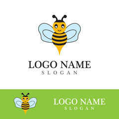 Bee logo vector icon illustration