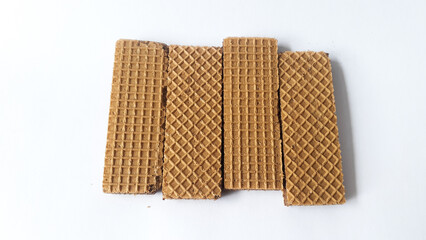 stack of chocolate wafers isolated on white background