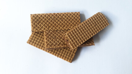 stack of chocolate wafers isolated on white background