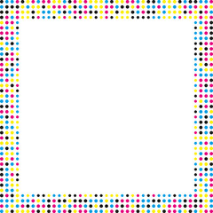 Square Border Frame CMYK Halftone Dots