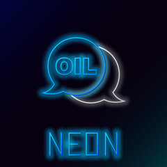 Glowing neon line Word oil icon isolated on black background. Colorful outline concept. Vector