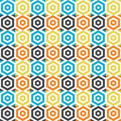 hexagon geometry. Seamless pattern background full color