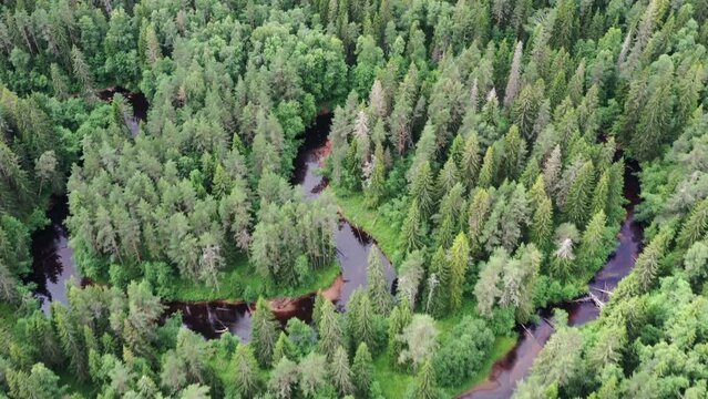 survol de la foret, des lacs et rivi&egrave;res en Su&egrave;de