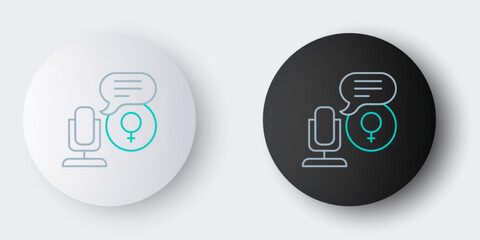 Line Microphone icon isolated on grey background. On air radio mic microphone. Speaker sign. Colorful outline concept. Vector