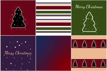 set of christmas cards  tree