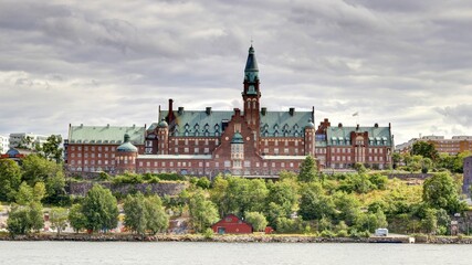 Naklejka premium ile de Djurgarden et les quais de la ville de Stockholm en Suède 