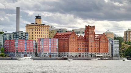 Papier Peint photo Stockholm navigation dans le port de Stockholm en Suède