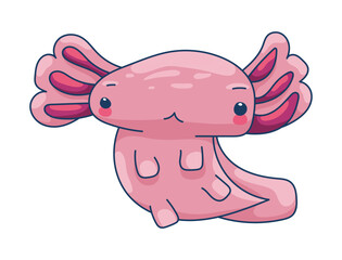 Axolotl in kawaii style, cute cartoon character
