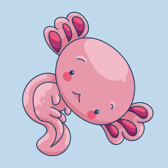 Axolotl in kawaii style, cute cartoon character
